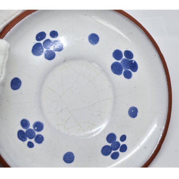 Hand Painted Terracotta Demitasse Cup / Saucer, Blue & White, Portugal, 1972 - Picture 11 of 11